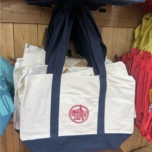Trader Joe's | Canvas Tote Bag in Cream and Navy